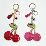 Cross-border hot-selling diamond-encrusted cherry keychain 3d stereo rhinestone fruit pendant bag accessories tassel fashion