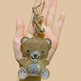 Korean velvet diamond-encrusted large cute teddy bear strawberry bear bag accessories hot diamond bear key chain women's bag hanging