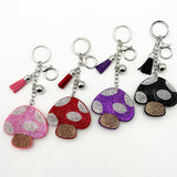 Diamond-studded mushroom keychain - european & american style tassel metal charm - bag accessory - cross-border hot seller
