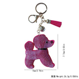 Cartoon pink rose red teddy hotfix rhinestone keychain - women's fashion versatile bag accessory pendant - rhinestone keyring