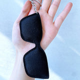 Cross-border hot-selling super cool black glasses keychain korean velvet hot diamond cotton-filled fashion women's bag accessories wholesale