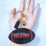 Korean velvet rhinestone football keychain - sports-themed bag charm, car keyring accessory, men's gift
