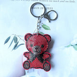 Cross-border bear hot diamond keychain korean velvet diamond cartoon pendant cute cute bag accessories