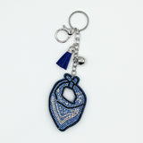 New arrival diamond blue scarf keychain tassel metal pendant bag car accessories fashion creative pendant