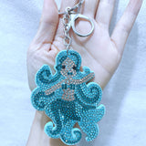 Korean velvet rhinestone mermaid keychain - a fairytale collector's item, dreamy theme bag charm for girls