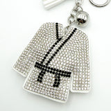 Diamond-studded suit keychain - european & american style tassel metal charm - bag accessory - cross-border hot seller