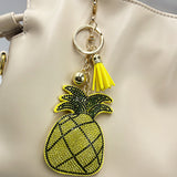 Diamond-studded pineapple keychain - trendy bag charm with tassel, creative metal accessory, cross-border hot seller