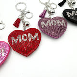 Diamond-studded heart keychain - mother's day gift - tassel metal charm - bag accessory - cross-border hot seller