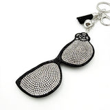 Diamond-studded sunglasses keychain - european & american style tassel metal charm - bag accessory - cross-border hot seller