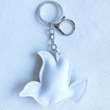 Korean velvet peace dove bag charm - minimalist style accessory for artistic young adults, keychain pendant