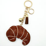 Diamond-studded croissant keychain - european & american style tassel metal charm - bag accessory - cross-border hot seller