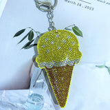 Cross-border hot-selling ice cream bag pendant fashion korean velvet hot diamond milk tea cup keychain