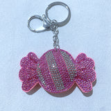 Korean velvet hotfix rhinestone candy keychain - lightweight, sparkling charm accessory - bag charm, car ornament wholesale