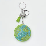 Cross-border hot selling diamond-studded earth keychain with green tassel bag charm - women's fashion accessory