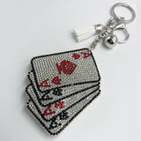 Hot diamond playing card keychain diamond tassel pendant small fragrant bag car accessories pendant