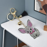 Cross-border popular cartoon animal chihuahua korean velvet hot diamond cat keychain super sparkling rhinestone bag trailer hanging