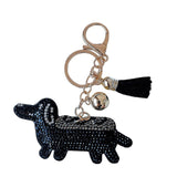 Factory direct hot-selling new creative korean velvet rhinestone dachshund dog keychain hotfix rhinestone bag charm wholesale
