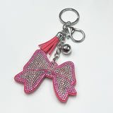 New arrival diamond-encrusted bows keychain fashion tassel metal bag pendant cross-border hot-selling model