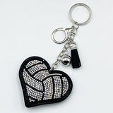 Hotfix rhinestone heart keychain - sports-themed tassel charm - car, bag, and jewelry accessory - cross-border bestseller