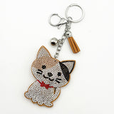 Diamond-studded cat keychain - european & american style tassel metal charm - bag accessory - cross-border hot seller
