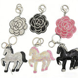 New decorative horse keychain korean velvet full diamond horse bag charm car key pendant cute animal accessories