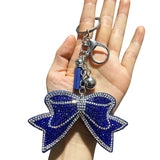 Cross-border super flash bow keychain women's bag pendant car key chain diamond accessories wholesale