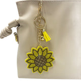 Creative diamond-studded sunflower keychain - fashionable tassel bag charm for women