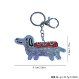 Cartoon dachshund hot diamond pendant korean velvet long body dog keychain bag accessories pet peripheral pendant