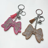 New arrival diamond-encrusted bows keychain fashion tassel metal bag pendant cross-border hot-selling model