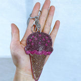 Cross-border hot-selling ice cream bag pendant fashion korean velvet hot diamond milk tea cup keychain