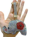 2025 new creative anime unicorn elephant keychain korean velvet rhinestone animal keyring bag charm