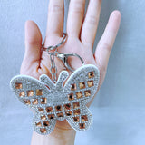 Butterfly keychain, korean velvet hotfix rhinestone bag charm, ultra-light leather full rhinestone accessory, sweater chain jewelry