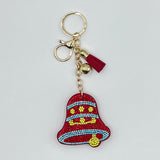 New christmas rhinestone keychain bag charm - hot selling rhinestone tassel decoration for cross-border e-commerce