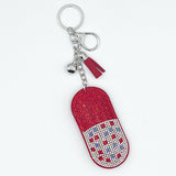 Full diamond capsule keychain diamond tassel pendant women's bag car accessories pendant cross-border best selling