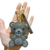 Korean velvet diamond-encrusted large cute teddy bear strawberry bear bag accessories hot diamond bear key chain women's bag hanging