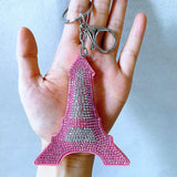 Cross-border hot-selling korean velvet diamond-encrusted eiffel tower keychain bag hanging fashion hot diamond luggage pendant