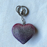 Diy jewelry accessories gradient heart hotfix rhinestone keychain fashion shiny keyring bag charm wholesale