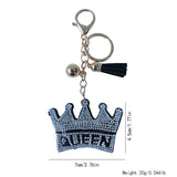 Crown queen keychain - korean velvet rhinestone embellishment - luxury queen style - unique bag chain accessory