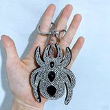 Halloween dark style spider keychain korean velvet hot diamond luggage accessories bag accessories wholesale