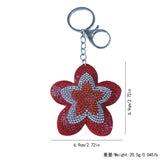 Purple gold flower fashion luggage soft pendant korean velvet hot diamond keychain flower leather full diamond key ring accessories