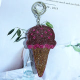 Cross-border hot-selling ice cream bag pendant fashion korean velvet hot diamond milk tea cup keychain