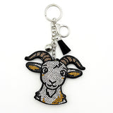 Diamond-studded goat keychain - european & american style tassel metal charm - bag accessory - cross-border hot seller