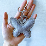 Cross-border hot-selling short stuffed diamond-encrusted butterfly women's bag pendant fashion korean velvet hot diamond two-color diamond keychain