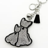 Diamond-studded cat keychain - european & american style tassel metal charm - bag accessory - cross-border hot seller