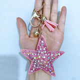 Five-pointed star fashion soft bag hanging korean velvet hot diamond keychain cross-border hot style