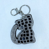 New arrival glass diamond cute cat car pendant fashion velvet bag accessories korean velvet hot diamond keychain
