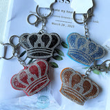 Cross-border hot-selling crown korean velvet diamond-encrusted shiny fashion bag pendant two-color diamond keychain wholesale