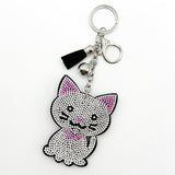 Diamond-studded cat keychain - european & american style tassel metal charm - bag accessory - cross-border hot seller