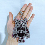 Cross-border hot-selling diamond-encrusted owl women's bag pendant fashion korean velvet hot diamond two-color diamond keychain wholesale