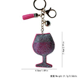 Red wine glass hot diamond keychain korean velvet diamond party pendant tassel fashion hot diamond luggage pendant